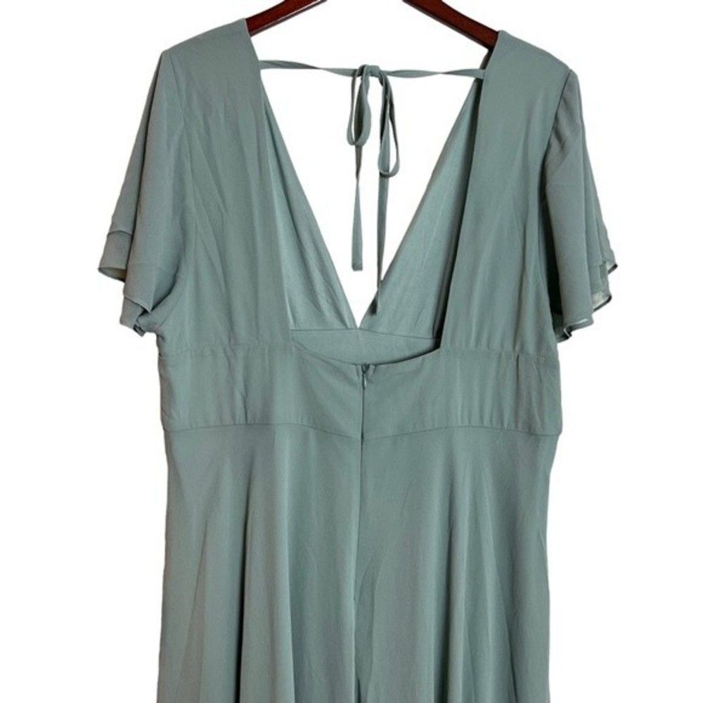SOLD NWT Lulus Promise Of Love Sage Brush Flutter Sleeve Maxi Dress Size 2X - Picture 7 of 16